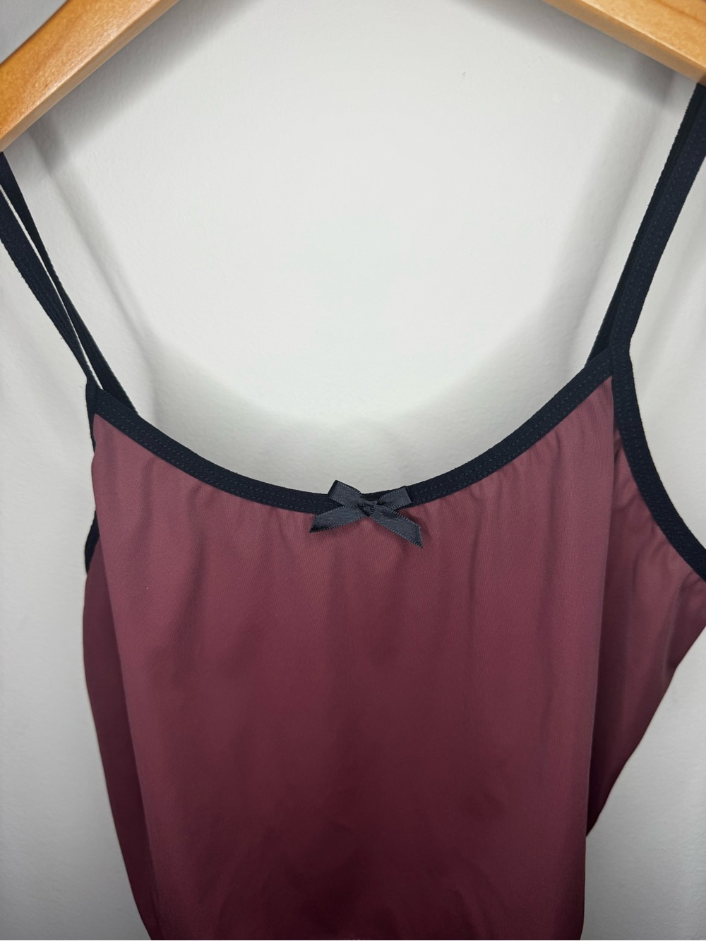 Satin Chemise Slip in Dusty Mauve with Black Trim